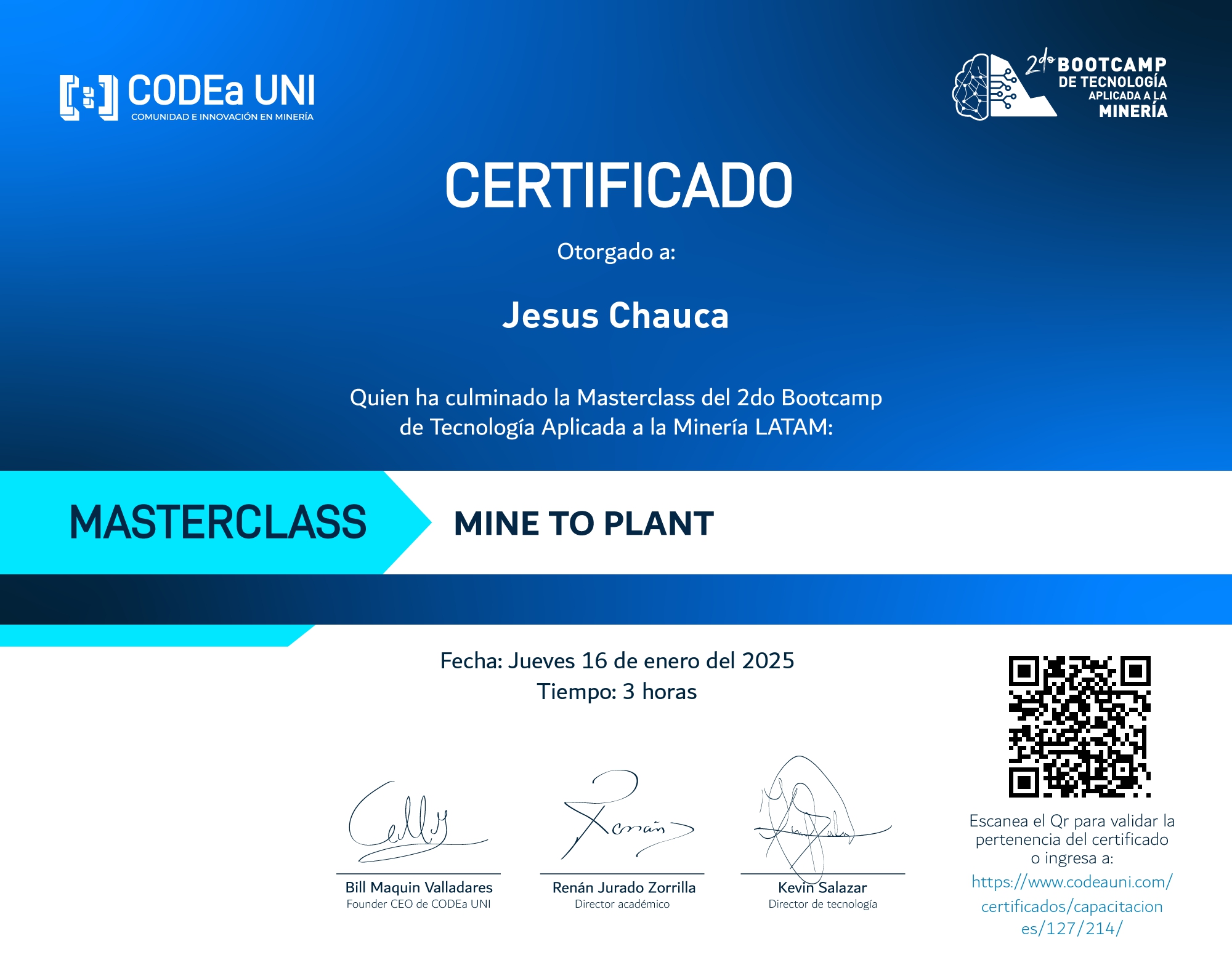 Certificado: Mine to Plant