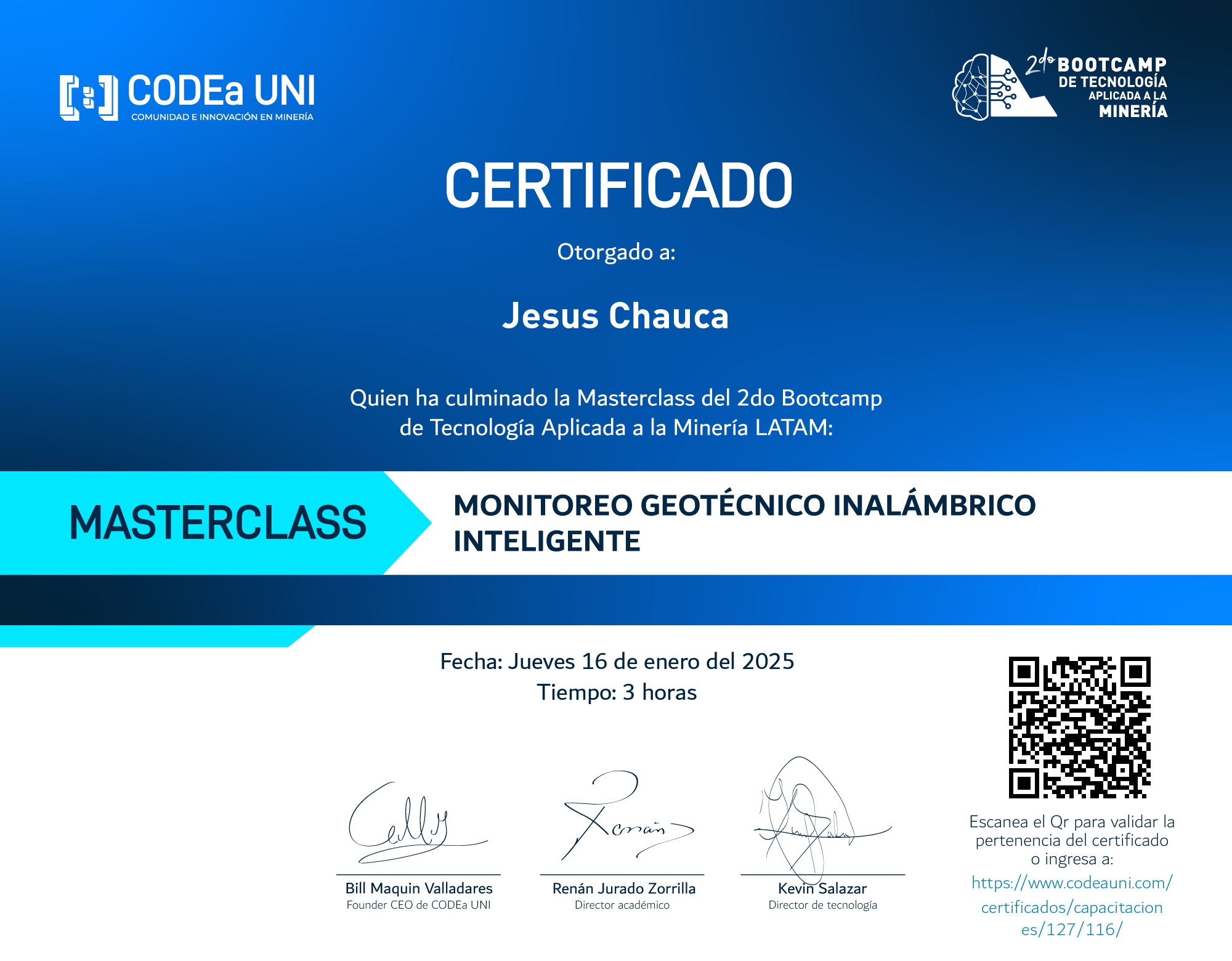 Certificado: Monitoreo geotécnico inalámbrico inteligente